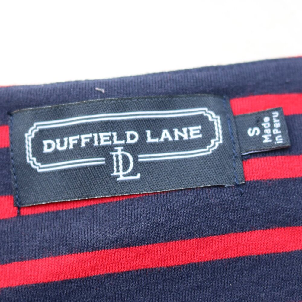 Duffield Lane Red Blue Stripe Zipper Front Pleated A-Line Knit Dress Sz SMALL - Picture 6 of 7